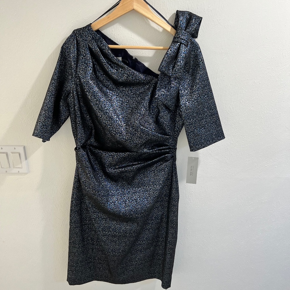 Rickie Freeman for Teri Jon Navy One Shoulder Dress